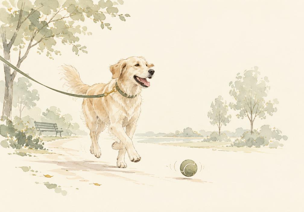 Cão em movimento durante um passeio no parque